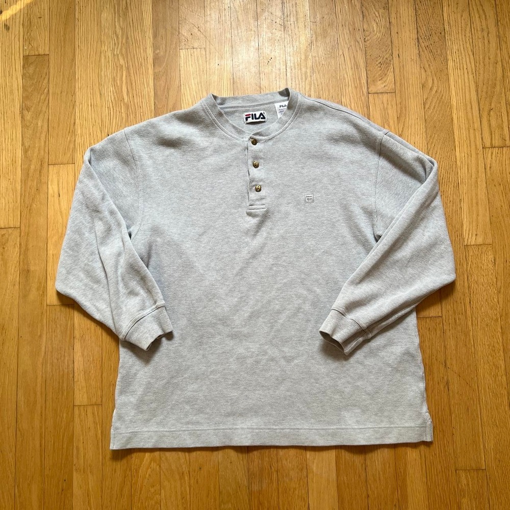Gray Fila long sleeve Henley shirt